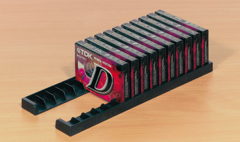 Storage rail, for 15 audio cassette cases