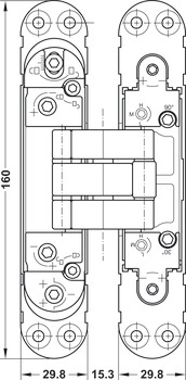 Door hinge, concealed, for flush interior doors up to 60 kg, Startec