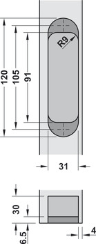 Door hinge, Startec H12, concealed, for flush interior doors weighing up to 60 kg