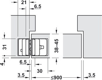 Door hinge, Startec H12, concealed, for flush interior doors weighing up to 60 kg